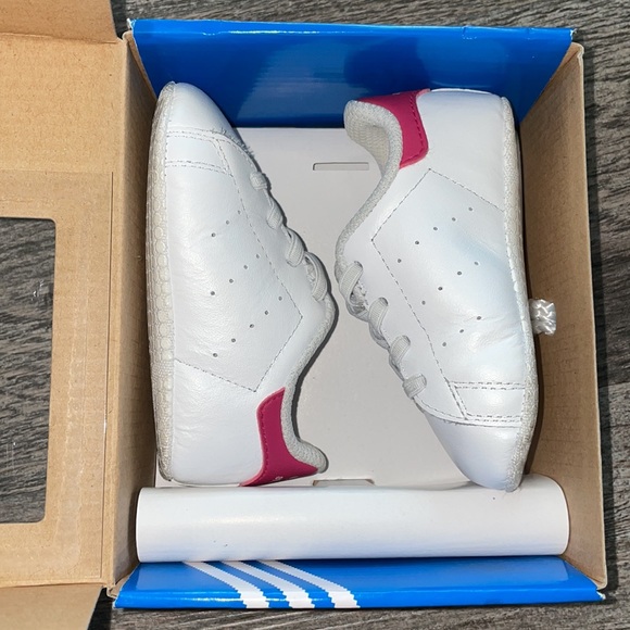 3K Adidas Stan Smith Baby Girl White/Pink Shoes - Picture 3 of 13